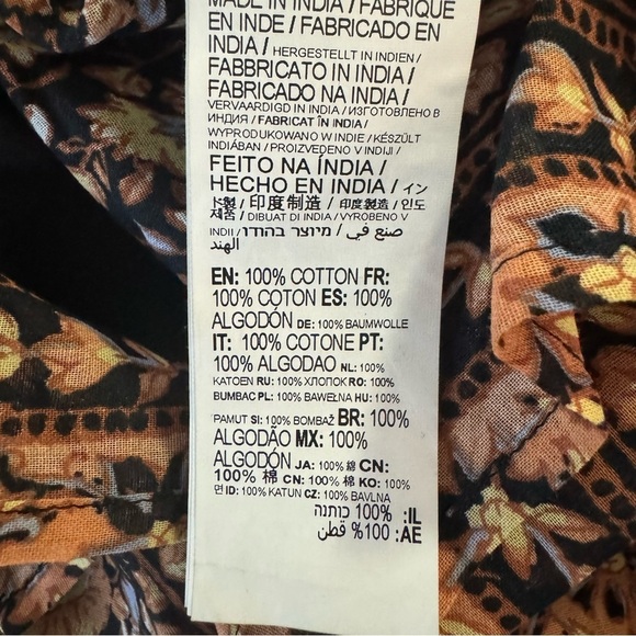 Billabong Stormy Night Fall Floral Boho Midi Cotton Gauze Floaty Long Sleeve - Picture 10 of 11